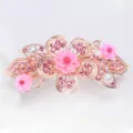 Elegant rose gold rhinestone hair clip with pink flowers and pearls for women daily wear styling. - Pink (FJ027)