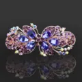 Pinza de pelo de mariposa de cristal azul, elegante soporte de coleta con pedrería brillante. - CHA212 Violeta