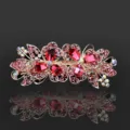 Elegante pinza para el cabello con diamantes de imitacion flor gran cola de caballo accesorios - CHA213 Rojo
