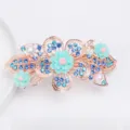 Rhinestone floral spring hair clip for women, sparkling crystal barrette hair accessory. - Blue (FJ027)