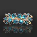Lujosa pinza de pelo con diamantes de imitacion cristal pasador floral grande mujer - CHA213 Azul Lago