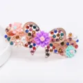 Elegant rhinestone spring hair clip with colorful resin flowers and pearls for women. - Colorful (FJ028)