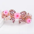 Rhinestone Spring Hair Clip Pink Flower Rose Gold Hair Barrettes Large Hair Accessories - Pink (FJ028)