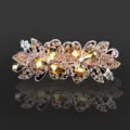 Pinza de pelo de flor de cristal elegante pasador de diamantes de imitación mujer - CHA213 Champán