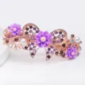 Large rhinestone spring hair clip with purple floral design, elegant rose gold finish hair accessory. - Purple (FJ028)