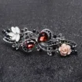Vintage Rhinestone Spring Hair Clip Elegant Crystal Barrette for Women Hair Accessories - FJ033 / Burgundy