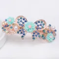Elegant rhinestone spring hair clip with resin flowers and pearls for women's elegant updo. - Blue (FJ028)