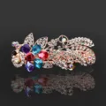 Pinza para el cabello de cristal de oro rosa strass elegante pasador cola de caballo - CHA214 Colorido