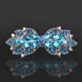Pinza pelo estrás azul, pasador lazo metal oro rosa para mujeres variante modelo - CHA211 Azul
