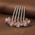 Elegante peine para el cabello de mariposa con estrás cristales naranjas brillantes y acabado plata. - Mariposa Plata Champaña Súper Brillante