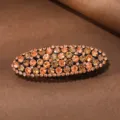 Rhinestone oval hair barrette with sparkling orange crystals, elegant spring hair clip for women. - CHA279 Champagne