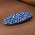 Blue rhinestone hair clip elegant crystal spring barrette sparkling hairpin for women styling - CHA279 Blue