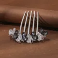Peine de pelo de mariposa con diamantes de imitación plateados, elegante pinza de cristal. - Mariposa Gris Súper Brillante