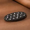 Dark grey rhinestone hair clip, elegant oval barrette with sparkling crystal stones for women. - CHA279 Gray
