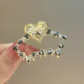 Gold Metal Rhinestone Hair Claw Clip Elegant Heart Shape Hair Accessory for Women Daily Styling - CHY50