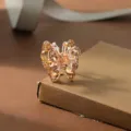 Elegant rose gold butterfly hair claw clip with sparkling rhinestones for women and girls daily wear. - Champagne