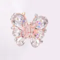 Rose gold rhinestone butterfly hair claw clip, elegant crystal hair accessory for women. - White