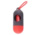 Portable pet waste bag dispenser dog poop bag holder with red hook and refill rolls variant - Gray and Red