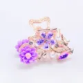 Korean style fashion crystal hair claw clip elegant floral hair accessory for women - Purple
