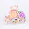 Korean fashion floral hair claw clip with colorful resin flowers and sparkling rhinestones. - Multicolor
