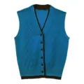 Women Contrast V Neck Diamond Hollow Knit Cardigan Vest Casual Sleeveless Top Blue - S / Tops / Blue