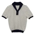 Women contrast striped short sleeve knit top, casual summer autumn pullover sweater shirt. - Royal Blue Stripe