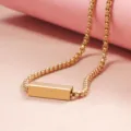 Gold tone blank bar pendant necklace minimalist box chain fashion jewelry for daily wear - Gold