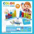 Kids color shape stack building blocks table game educational interactive toy for children - Shape Color Stacking Challenge