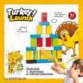 Kids elastic turkey launching building blocks table game, interactive multi-color puzzle toy - Launching Chicken