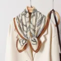 Retro chic chain print square scarf, elegant women accessory for spring and autumn. - Chain Print