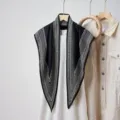 Chic black white paisley print triangular silk scarf, elegant summer headscarf and fashion accessory. - Black