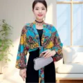 Summer versatile ice silk sun protection clothing floral cardigan shawl thin coat for women - Blue Phoenix Tail Pattern