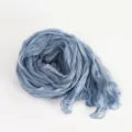 Blue crinkled sheer scarf lightweight breathable sun protection wrap chic wave shawl - Blue