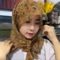 Retro floral headscarf women breathable cotton linen sun protection scarf versatile hijab shawl - Orange