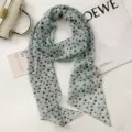 French vintage polka dot silk scarf, elegant green neck scarf and hair band for women. - Green with Red Dots