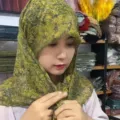 Retro floral cotton linen headscarf breathable womens sunscreen hijab for travel fashion outfit - Yellow-Green