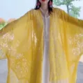 Summer thin Chinese style lace hollow shawl cardigan fashion elegant outerwear for women daily wear - Yellow Lace Shawl
