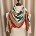 Vintage mode coton lin écharpe rétro décoratif chaud foulard carré châle élégant - Argyle Contraste Café Vert