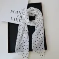 White polka dot silk scarf, versatile French retro hair band and neck accessory for women. - White Polka Dot