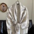 Vintage ethnic print lightweight scarf shawl for women, perfect for spring autumn fashion style. - 180*70cm / White