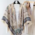 Beige Paisley Print Scarf Variant, Ethnic Style Summer Shawl and Sun Protection Wrap - Paisley Ethnic Light Blue