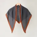 Houndstooth Triangle Scarf with Brown Border, Stylish Shawl Variant for Women's Springwear - Black Houndstooth