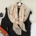 Floral print lightweight summer square scarf, breathable sheer neck scarf for women. - Small Daisy - Yellow