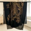 Luxury black leopard print long scarf for women, elegant vintage shawl for travel and daily wear. - 200*100cm / Black Leopard