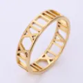 Detailansicht eines goldenen Edelstahl Rings mit römischen Ziffern, minimalistisch. - 6 / Hohler Römischer Ziffernstil / Gold