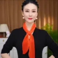 Elegant solid color pleated long ribbon scarf for women, lightweight spring and summer accessory. - Orange