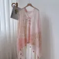 Summer sun protection cape shawl retro ethnic style lightweight beach scarf with delicate tassels. - Three-Piece Paisley Hand-Knotted Shawl