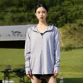 Donna leggera protezione solare felpa con cappuccio estate esterno traspirante giacca UV - Lettera F / Top / Viola chiaro