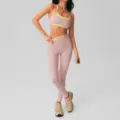 Stylish color-contrast polka dot yoga set with sports bra and fitness leggings for workouts. - S / Top And Bottom / Pink Yellow Polka Dot