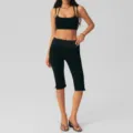 Zwarte halter crop top en hoge taille polkadot yogabroek fitness sportset voor vrouwen - S / Top en Broek / 7/8 Leggings Set / Zwart Met Witte Stippen